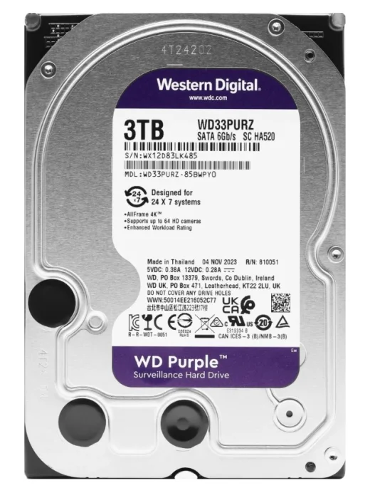 Жесткий диск 3ТБ WD Purple WD33PURZ, SATA-III