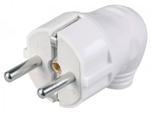 Вилка угловая с з/к 16А белая ИЭК ВПу11-01-Ст