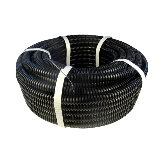 Труба гофрированная ПНД d32мм легкая с протяжкой черн, 1м