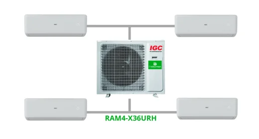 Комплект на 4 комнаты по 25, 25, 25, 35 м² мульти-сплит системы IGC RAM4-X36URH