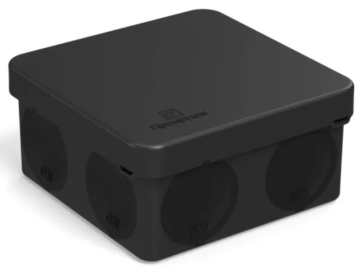 Коробка двухкомпонентная безгалогенная черная 80х80х40 Промрукав