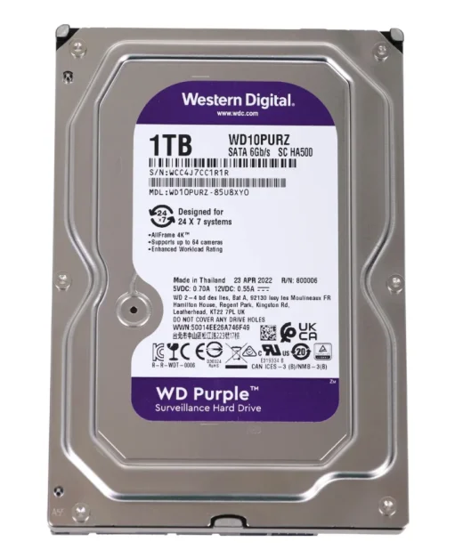 Жесткий диск 1ТБ WD Purple WD10PURZ, SATA-III