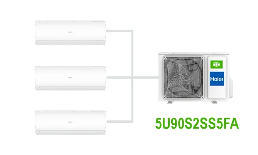 Комплект на 3 комнаты по 25, 25, 35 м² мульти-сплит системы Haier 5U90S2SS5FA
